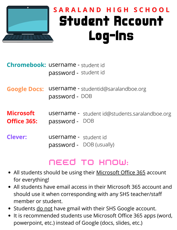 Student Account log in
